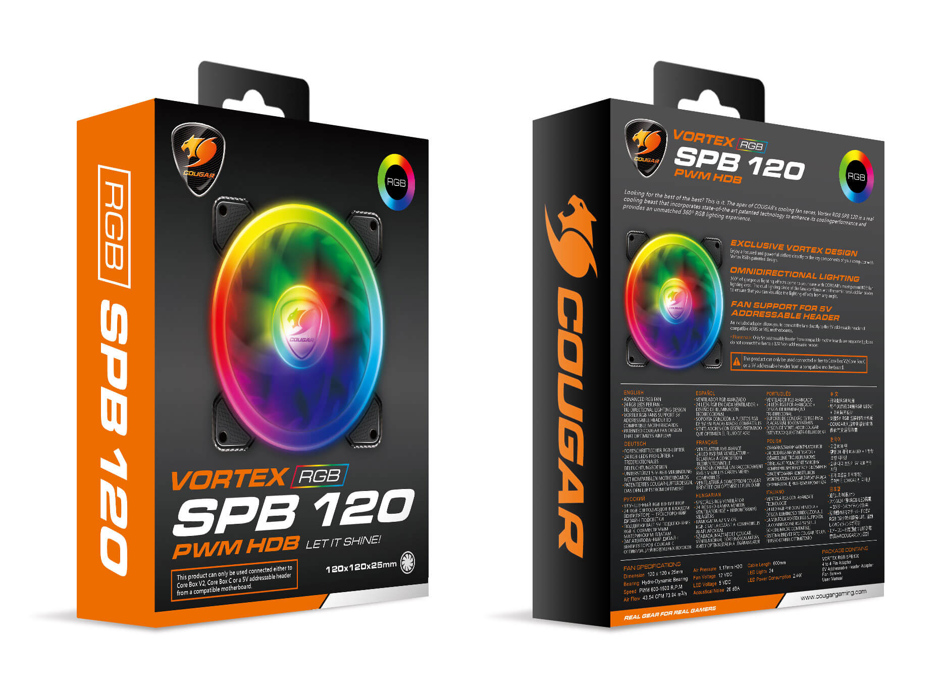 Vortex G124 COUGAR 骨伽 Vortex RGB SPB 120 PWM HDB 机箱风扇 – COUGAR 骨伽