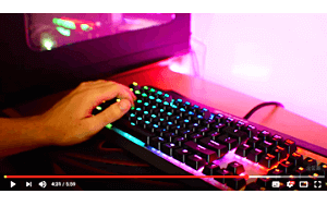 It has black accent at the top with the COUGAR logo in the center and milled alloy running under the switches which does make the RGB light reflect off the keyboard quite nicely the brightness of the keys